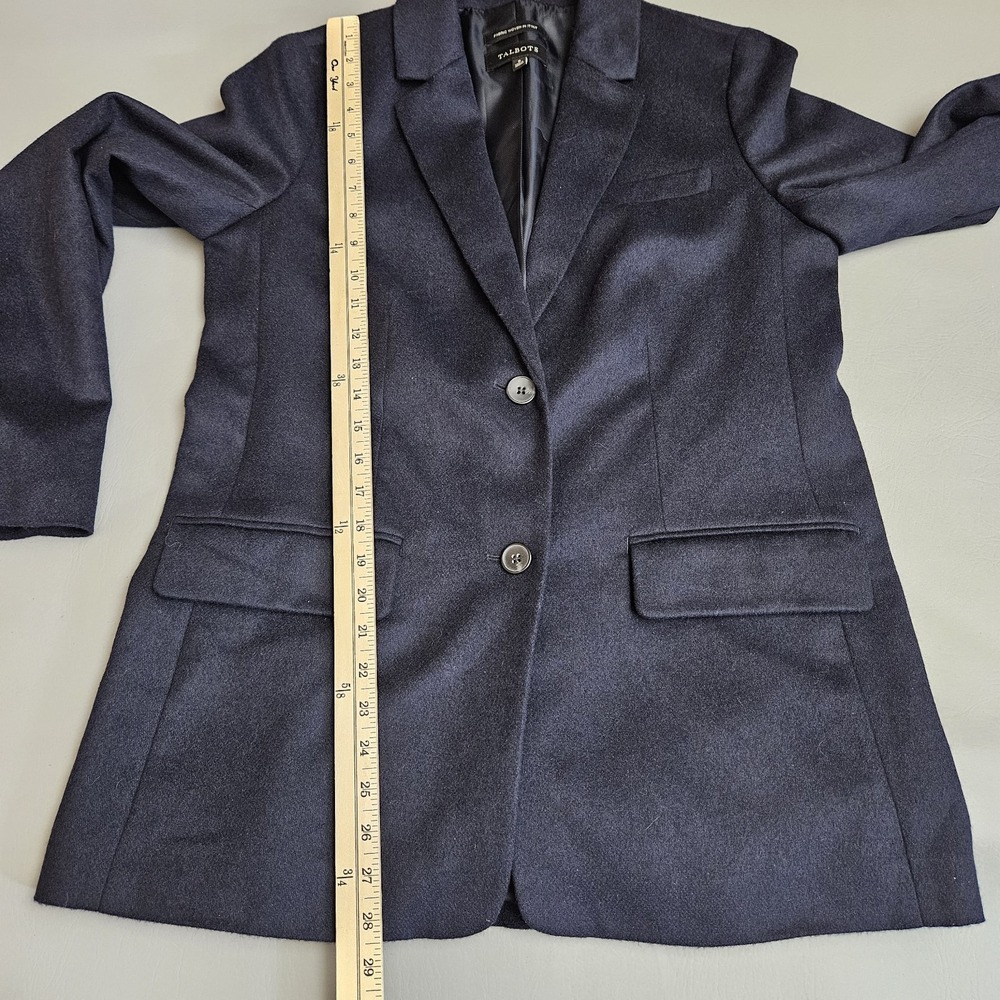 Talbots Jacket Blazer 8 Women's Navy Blue Wool Blend 2 Button - Picture 5 of 8